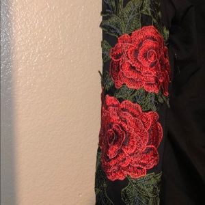Tops - Rose embroidered sleeve sweatshirt Tops - Rose embroidered sleeve sweatshirt